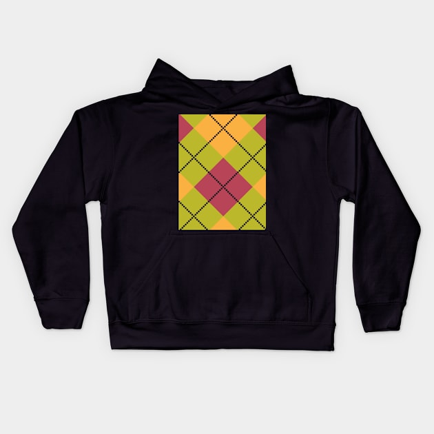 Colorfull grid pattern Kids Hoodie by MarjanShop